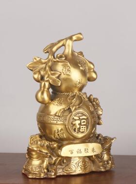 家居办公室铜工艺品摆件铜金蟾葫芦百福聚来葫芦