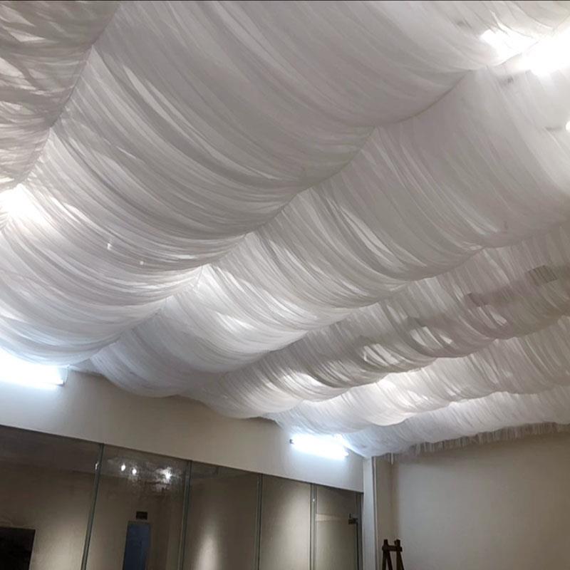婚庆装饰舞台波浪吊顶遮丑防尘美容院卧室氛围感布置顶纱幔道具