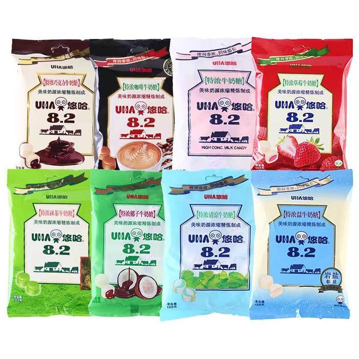 UHA悠哈特浓牛奶糖散装味觉糖抹茶味草莓味小包装糖果休闲小零食