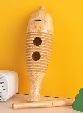 高档奥尔夫击乐器橡木木蛙鱼蛙专打业蛙鸣筒刮胡幼成人儿童音儿乐