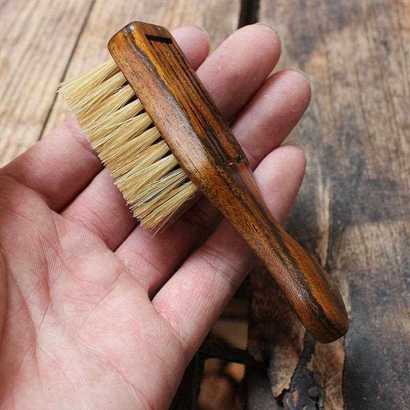 一级猪鬃迷你款小凤尾虎皮檀手工缝线鬃毛刷文玩