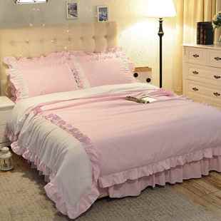 风被上套1.8m床用 公春秋季 高档韩式 全棉纯棉床上四件套夹棉床裙式