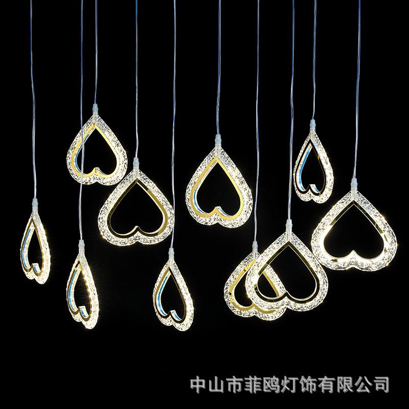 新款婚庆亚克力发光装饰灯10头凌面心形吊灯婚礼布置节日灯