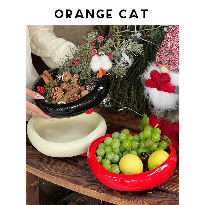 ORANGE CAT轻奢高档果盘客厅茶几家用陶瓷水果盘新居乔迁结婚果盘