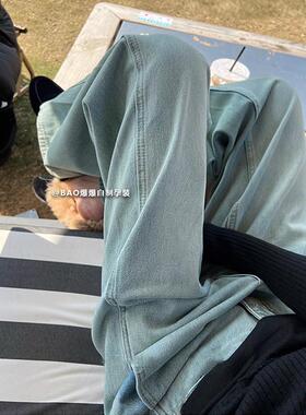 孕妇浅蓝色牛仔直筒宽裤早春夏秋季款外穿时尚宽松休闲 托 托腹裤