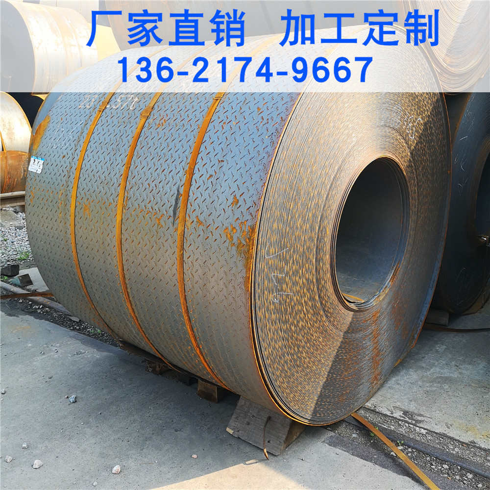 Q235B花纹板  楼梯踏步防滑板现货供应 热轧花纹板定尺开平