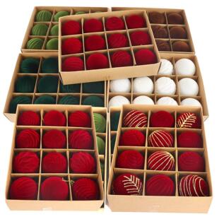 龙虎圣诞球植绒球红色6cm圣诞树装饰品吊顶挂件吊球橱窗布置12个