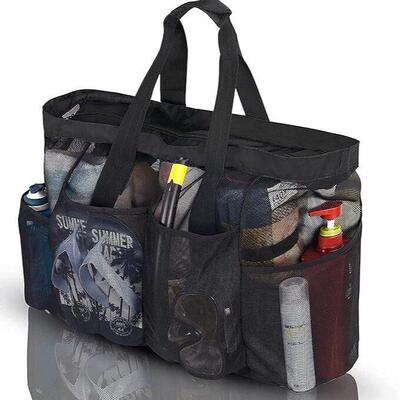 Large capacity mesh beach tote bag, women