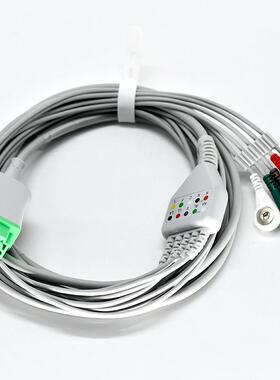GE马奎Dash4000 3000 11针一体式心电导联线扣式五导