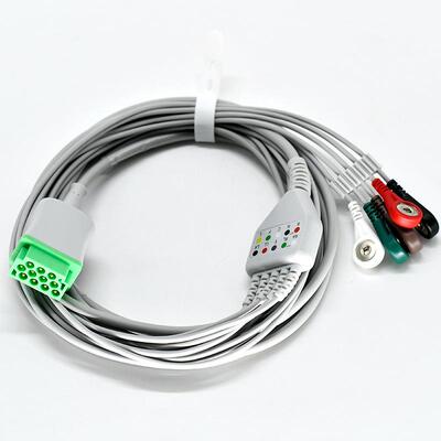 GE马奎Dash4000 3000 11针一体式心电导联线扣式五导