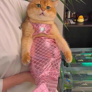 【猫咪衣服】喵美人鱼装饰鱼尾搞怪拍照道具连身宠物服装抖音造型