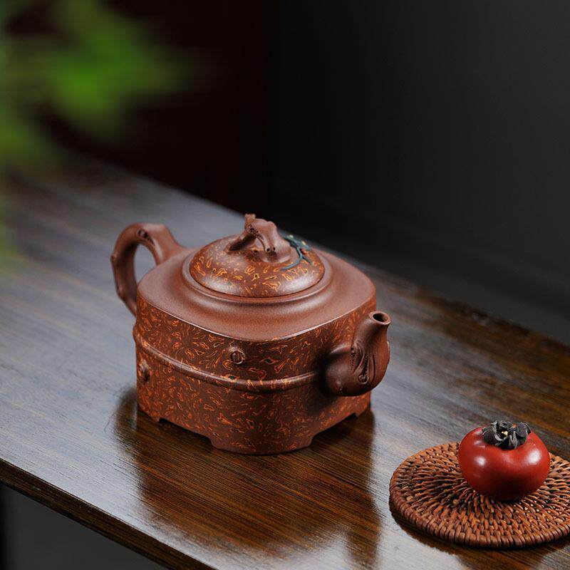 全手工松鼠葡萄壶新款高档精品紫砂壶名家常月红绞泥茶壶茶具