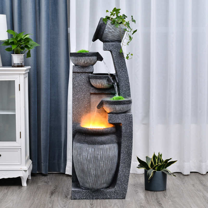 欧式鱼池阳台假山流水喷泉水景工艺品家居饰品庭院风水轮田园摆件