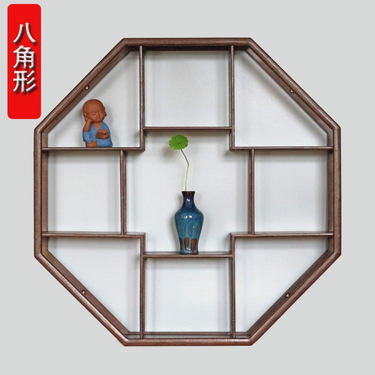 ?鸡翅实木小博式古架现Fhqmuqru代中挂壁挂墙上多宝茶壶置物阁架