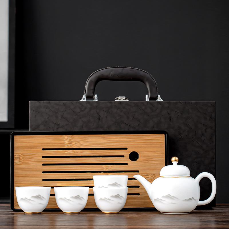 高档盖冰玉瓷功夫茶具小套装高端德化白茶碗金茶杯瓷壶礼盒