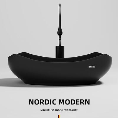 创意简约黑色洗手盆台上盆艺术洗脸面盆家用设计感简欧酒店台盆