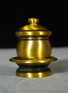 黄铜盖碗三件套摆件家居摆件工艺品