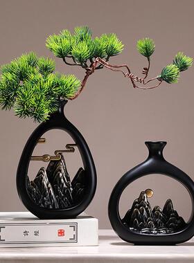 新中式花瓶摆件客厅插花感博古架家居客厅电视柜玄关装饰品无