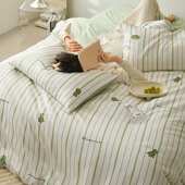 高级小潮流家级丝件套四天纺精时尚 双人床恐龙兰感条纹品裸睡单