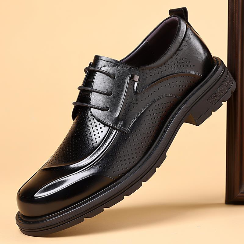 正品老爷车皮鞋男真皮透正气商务大装头皮鞋男厚底防滑休闲搭百工