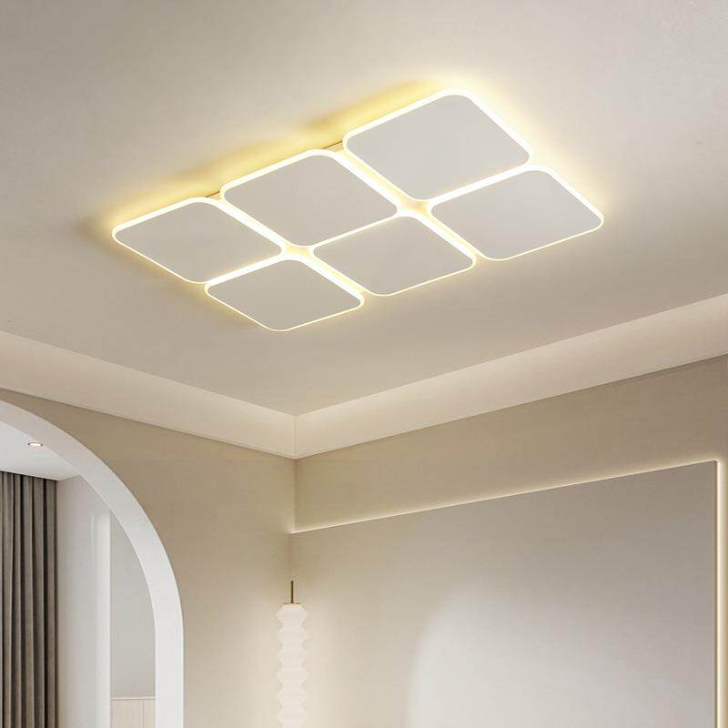 客厅吸顶灯北欧led智能几何大厅主灯卧室灯白色简约现代大气灯具