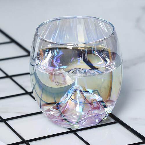 Glass Cup Rainbow Colored for Elegant Home Bar Decor