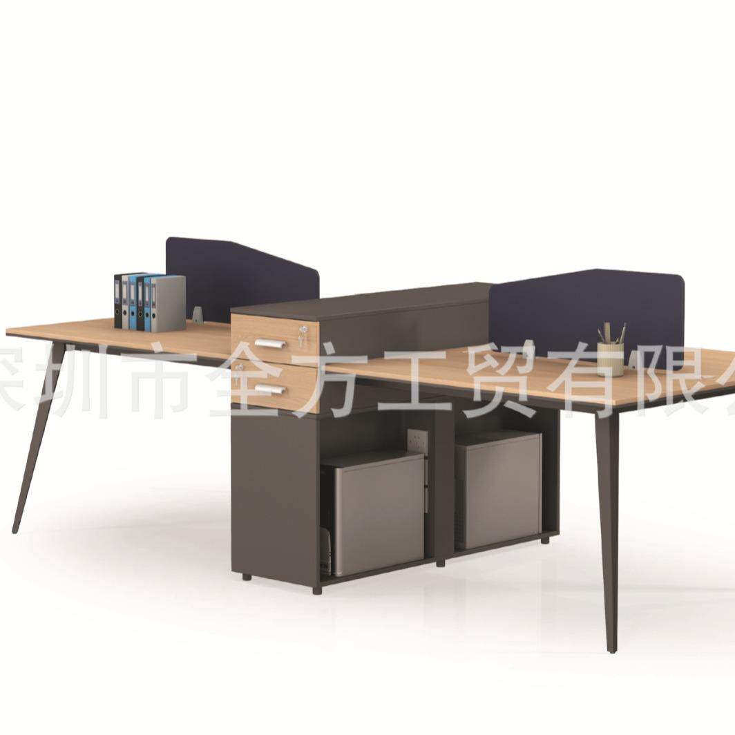 办公室桌子办公椅4人卡位带桌面挡板可放主机带抽屉三胺板定尺寸