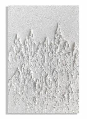 肌理画手绘油画砂岩刀画成品白色侘寂风装饰画立体抽象挂画民宿风