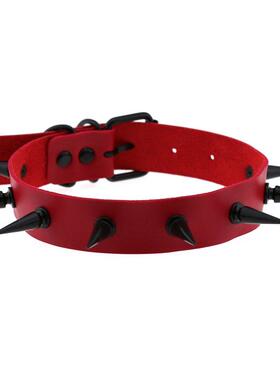 Punk Black Metal Tassel Red Choker Necklace Sexy Spiked Neck