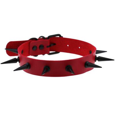 Punk Black Metal Tassel Red Choker Necklace Sexy Spiked Neck