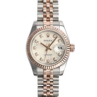 [9.8新]劳力士女装日志型钢/18K玫瑰金自动机械手表女表179171