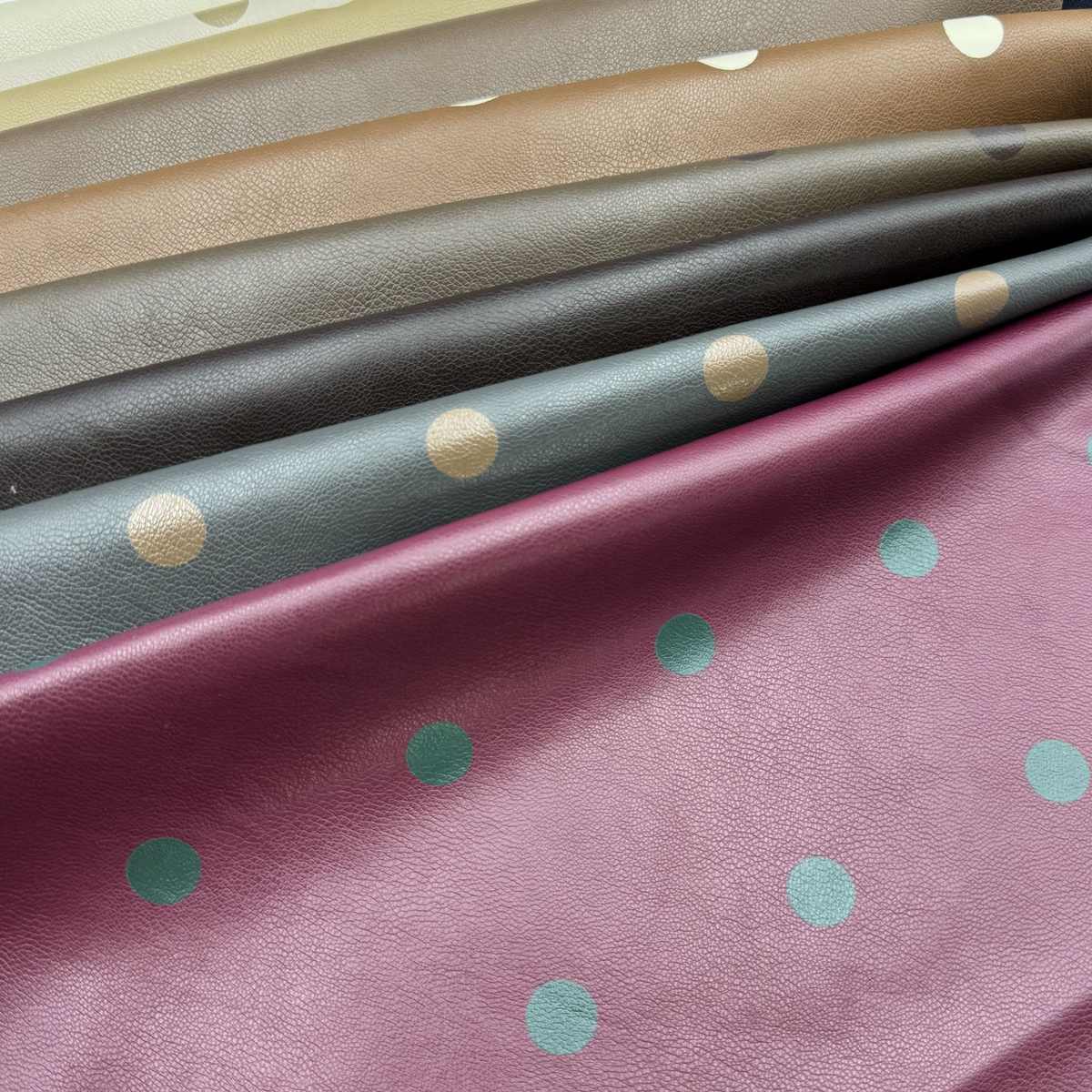 皮革 pu轻布料点 服装柔软波 圆点印花布奢皮革底重磅皮革