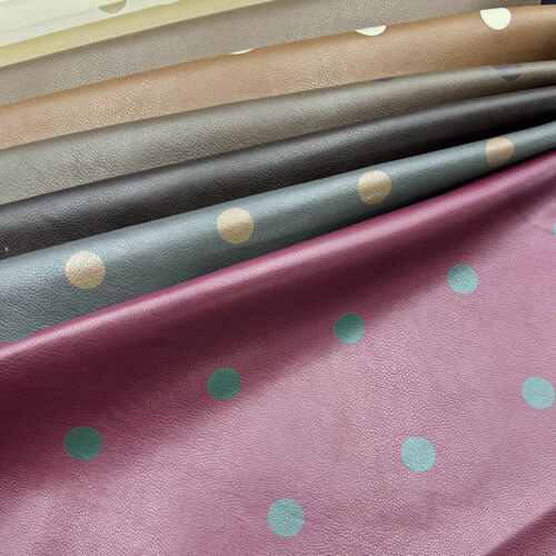 重磅PU 波点圆点皮革 印花布底皮革服装布料 柔软皮革轻奢
