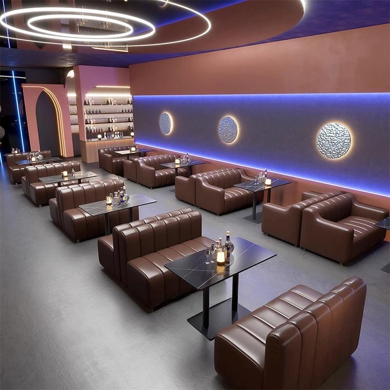清吧酒吧卡座沙发小酒馆发光桌椅散台KTV沙发u型咖啡厅桌椅组合