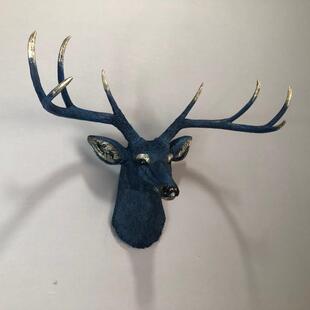 色鹿头壁饰白客厅挂式玄关室挂墙20180324卧装饰电视背景墙挂壁件