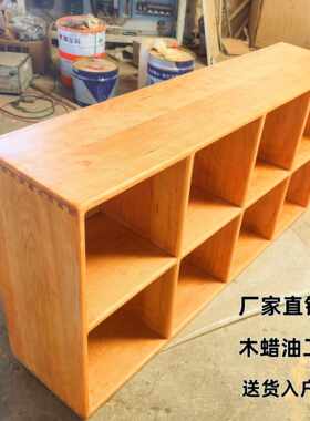 金楸檀木樱桃木格子柜红橡木柜子客厅收纳置物落地架飘窗柜原木柜