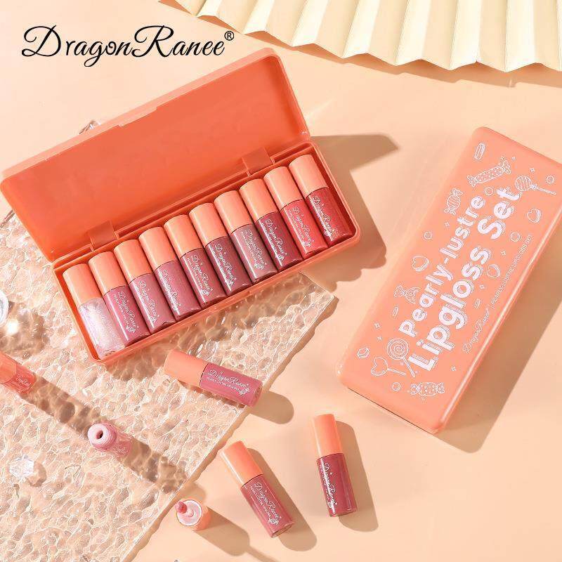 正品新款10只橘色水光小样唇釉口红套装保湿唇彩唇蜜染唇液可爱套