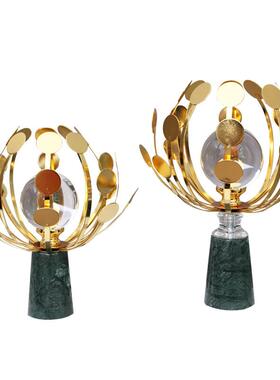 轻奢玄绿色装大理石B036水晶球摆件现客厅关电视柜摆设家代居工艺