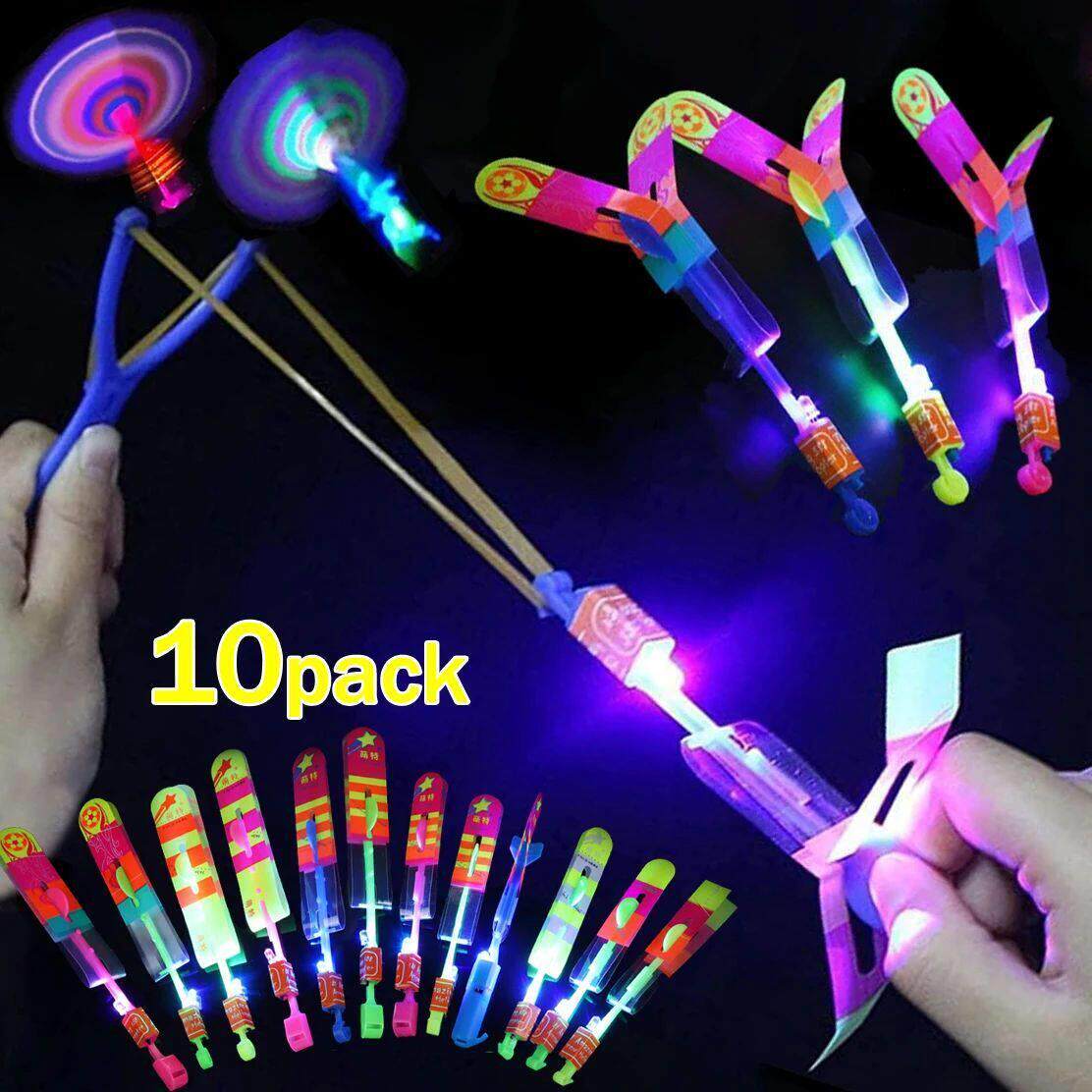Led Light Arrow Helicopter Slingshot ejection Flying Toy Ki