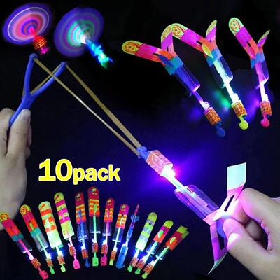 Led Light Arrow Helicopter Slingshot ejection Flying Toy Ki
