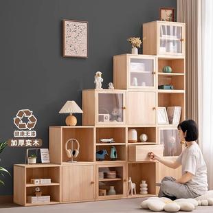 实木书架书置柜物物架带柜储柜一体门格299SMZWG子柜展示柜落地多