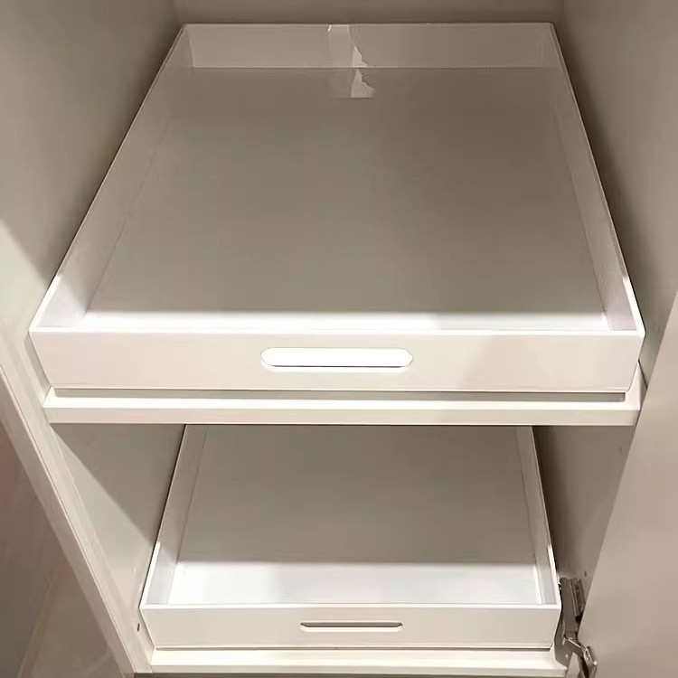 滑轨亚克力收纳盒架可diy抽屉拉储橱柜白色壁柜托盘物移动篮置物