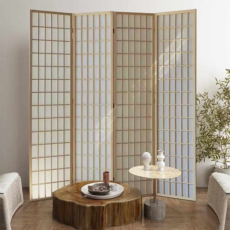 日系屏风隔断客厅折叠移动简约现代实木酒店装饰格子办公室折屏厂