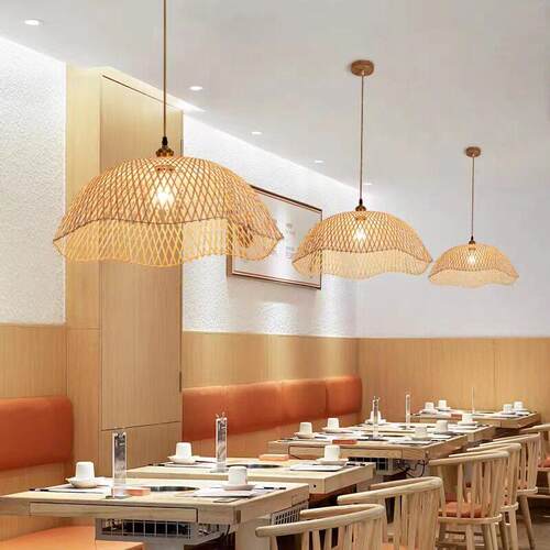 竹艺竹编灯笼新中式茶室禅意餐厅民宿卧室东南亚编织复古吊灯