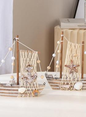 地中海装饰覆古帆船木制小船桌面家居装饰摆件一帆风顺航海主题品