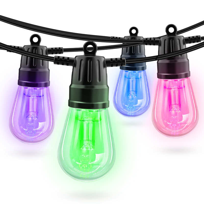 户外防水rgbw灯串节日露营幻彩灯婚礼花园装饰灯屋檐氛围灯