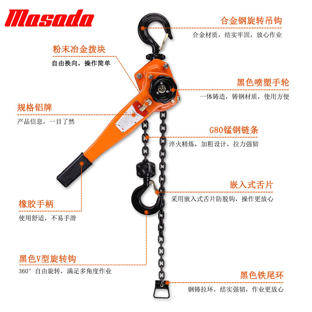 吨手动75葫芦手拉手手摇新款masada牵引3t6t95.吊吨小型吨0葫芦手