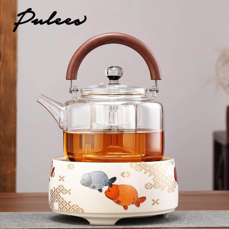 Pulees玻璃煮茶壶电陶炉套装蒸煮一体大容量煮黑茶白茶专用烧水壶