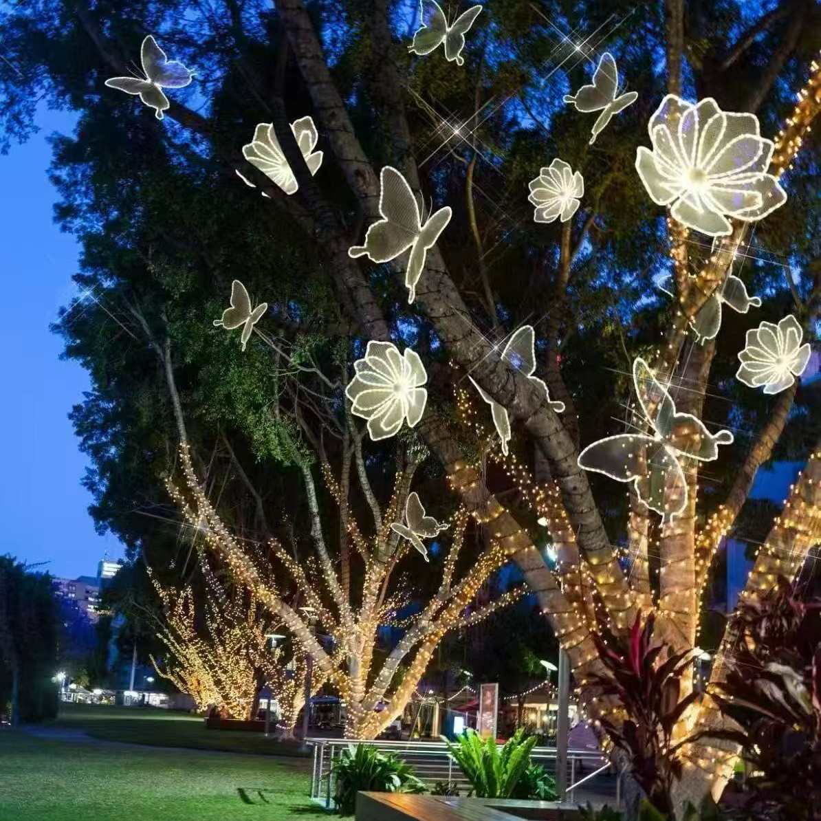 户外LED花朵造型灯蝴蝶动物灯墙体挂树灯节日亮化公园景观亮化灯