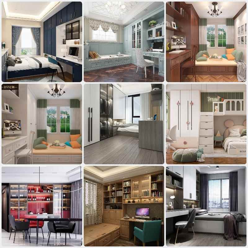 京津冀全屋定制衣帽间鞋柜儿童房榻榻米衣柜书桌柜一体兔宝宝enf